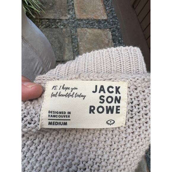 Jackson Rowe Sand Dot Polka Dot Scalloped Hem Crewneck Chukar Chunky Sweater - M - Picture 6 of 8